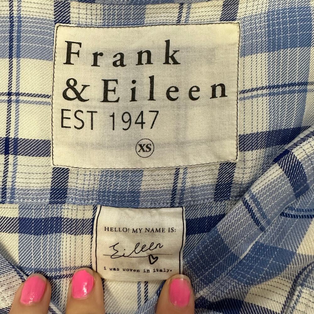 Frank & Eileen Relaxed Button-Up Shirt Blue Plaid Modal Women's Size XS - Picture 3 of 8